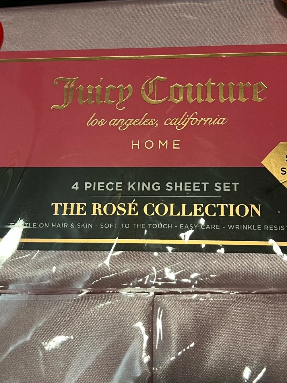 Juicy Couture Rosé Collection King Sheet Set in Rose